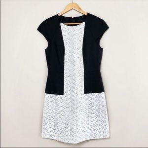 Tibi Black White Eyelet Linen Career Cap Dress 8